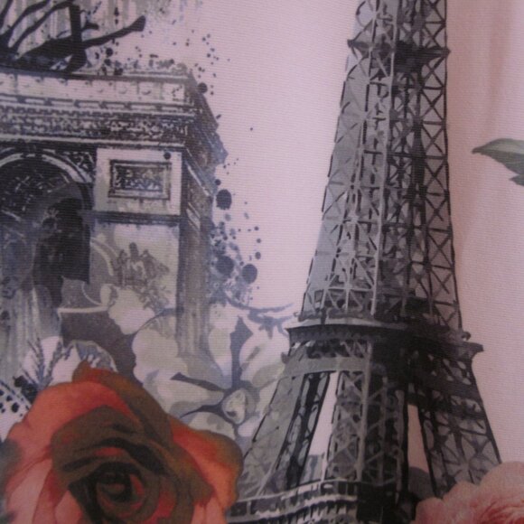 Joy Usa Paris Print Top Sz XL - Picture 5 of 6